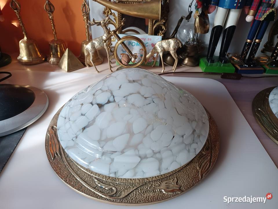 Plafon Lampa mosiądz szkło Poznań sprzedam