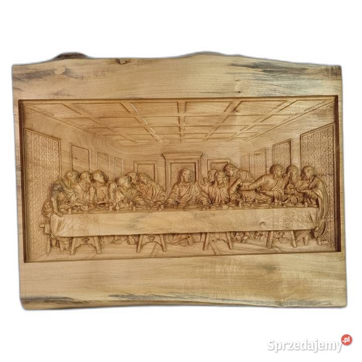 Ostatnia Wieczerza drewniana płaskorzeźba drewno