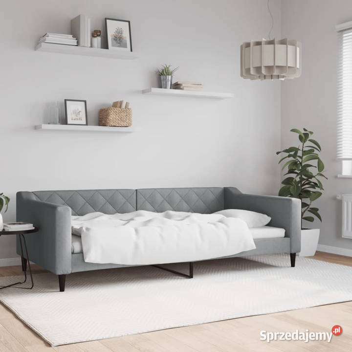 Sofa z funkcją spania jasnoszara obita tkaniną 67cm Warszawa sprzedam