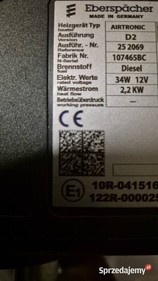 Nowe Webasto Eberspacher Airtronic D2 12V 22kw wielkopolskie Jarocin