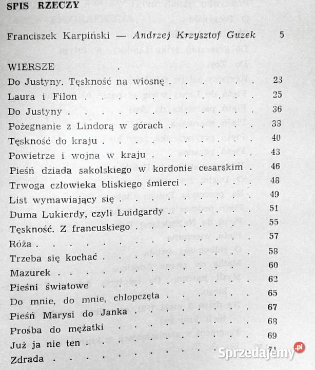 Poezje wybrane Franciszek Karpiński Chełm sprzedam