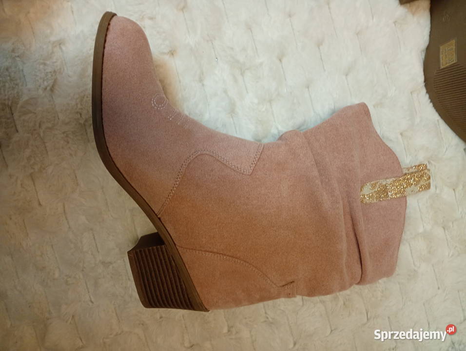 40 Różowe wyszywane Kozaki kowbojki na szeroką 26cm Kraków