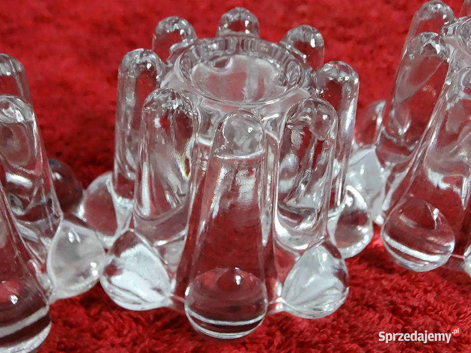 Francuskie świeczniki REIMS Ice Glass Vintage lubelskie Biłgoraj