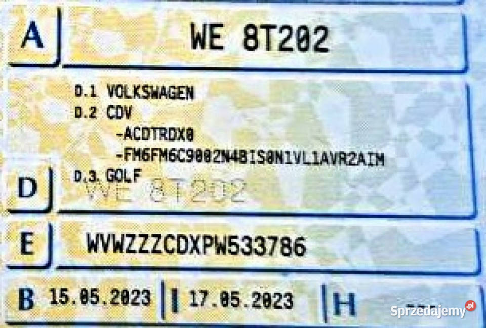 Volkswagen Golf Variant SalonPL FV23 20TDI aluminiowe felgi Volkswagen Sokołów