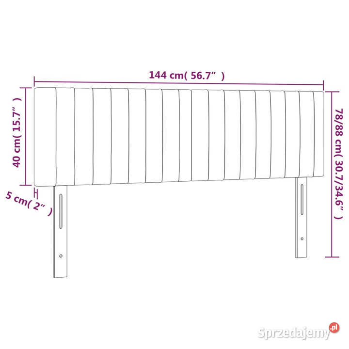 Zagłówek do łóżka z LED jasnoszary 144x5x7888 Warszawa