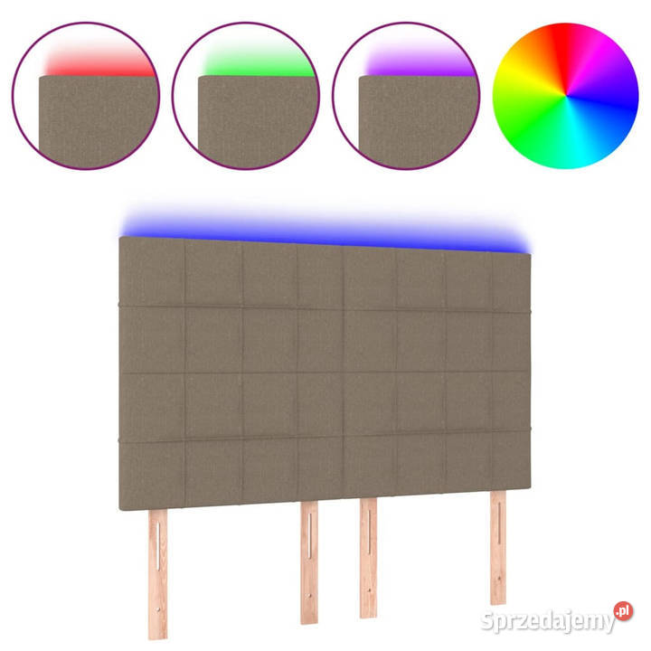 Zagłówek do łóżka z LED taupe 144x5x118128 Ramy i stelaże