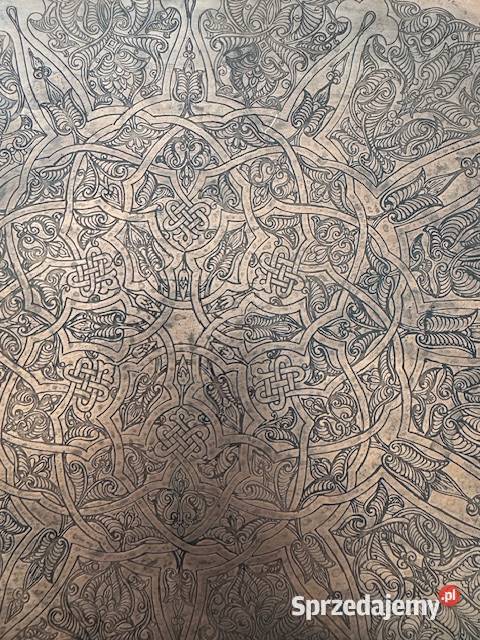 Stara taca mosiężna z ładnym dekorem popielnica