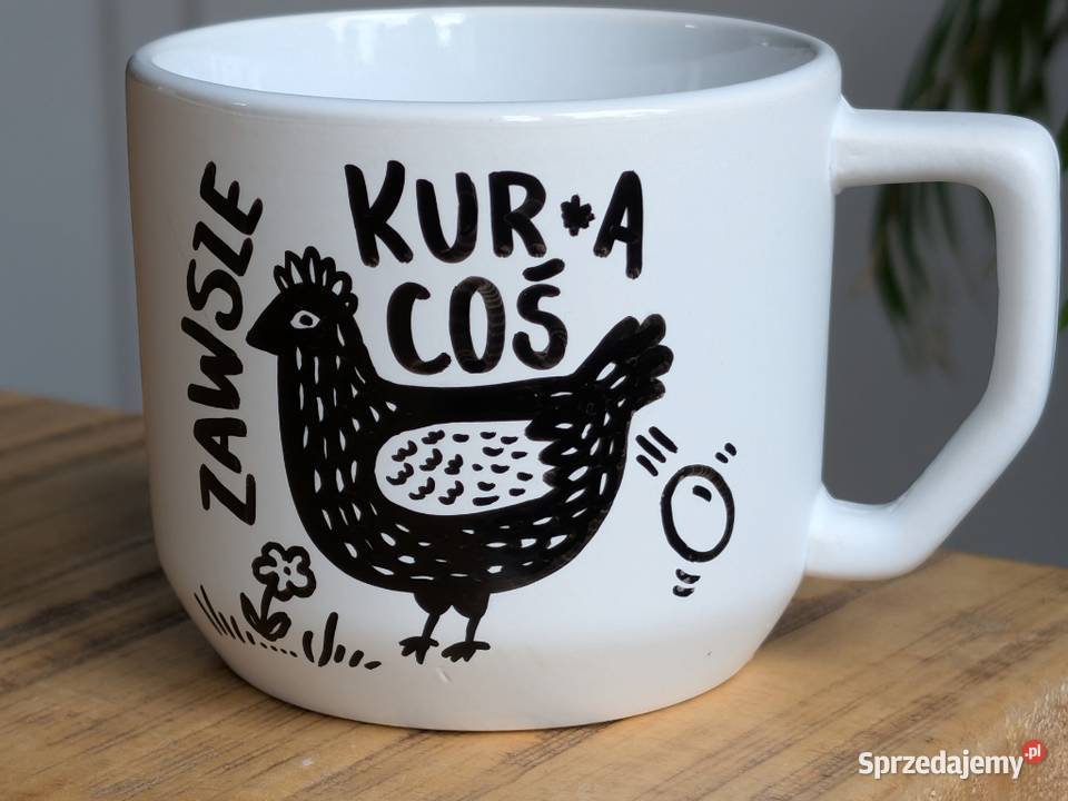 Kubek Ceramiczny Ręcznie Malowany KURA 300ml Dobrzykowice