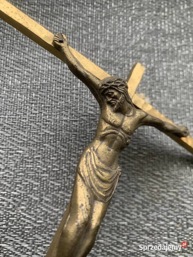 Krzyżyk na ścianę Mosiężny Jezus Łowicz