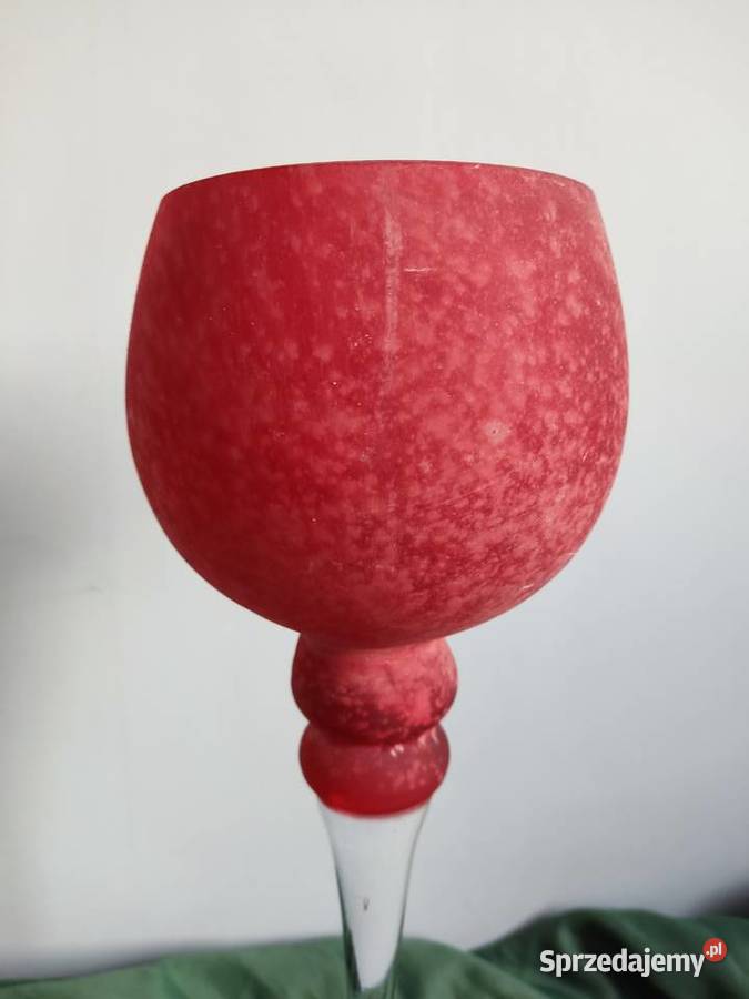 Kielich szklany czerwony lampion h40