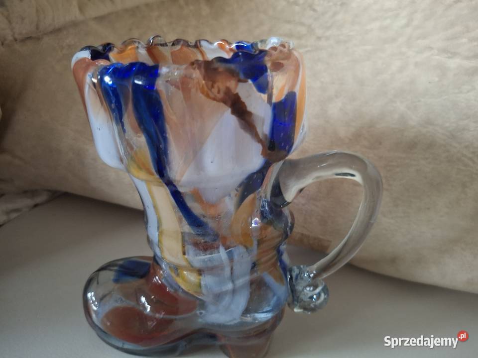 Kufel but szkło lane kolorowe lata 50 Porcelana i szkło mazowieckie Warszawa