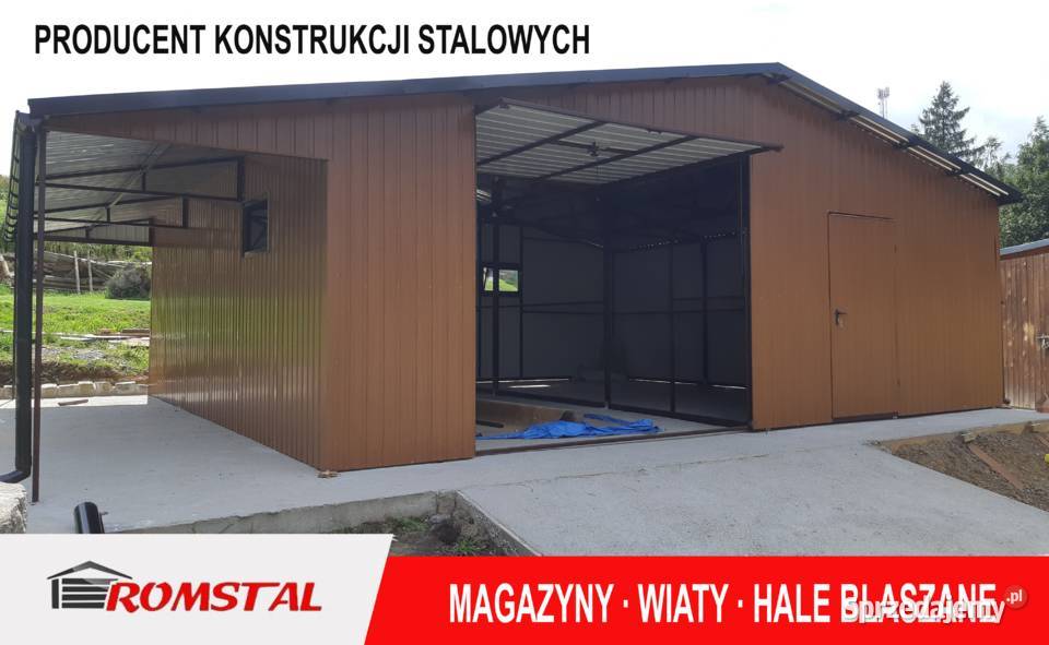 Garaż Blaszany z ZADASZENIEM BOCZNYM Złoty Dąb 194zł/m2 Żywiec