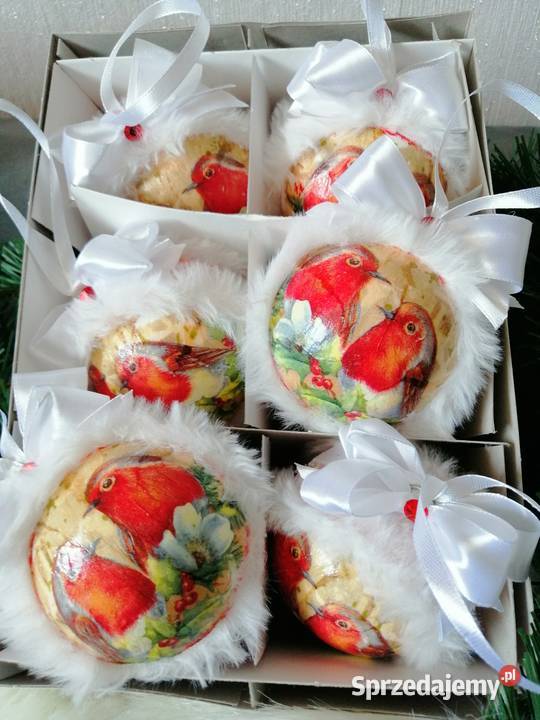 Zestaw 6 sztuk bombek wykonane metodą decoupage Rękodzieło