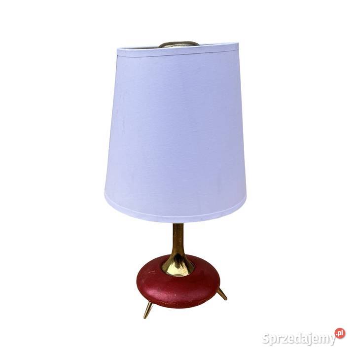Lampa stołowa z abażurowym kloszem Belgia lata Warszawa