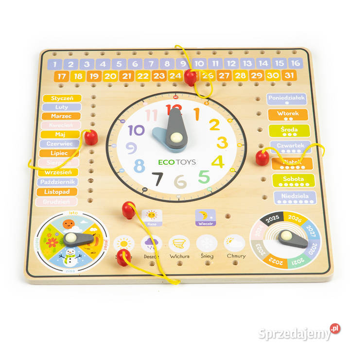 Drewniana tablica manipulacyjna kalendarz zegar Dla Dziecka Smogorzów