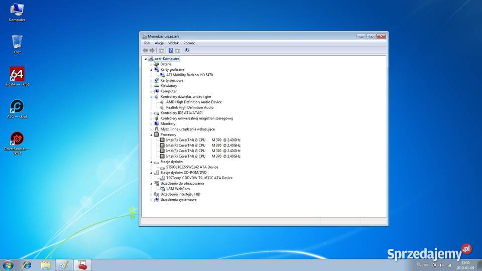 Acer 7741G i3 240GHz 8GB 500GB WIN7 Gwarancja Włocławek