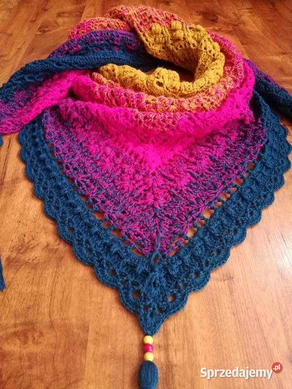 Chusta Ombre miodowyfuksjamorska rękodzieło Skarżysko-Kamienna