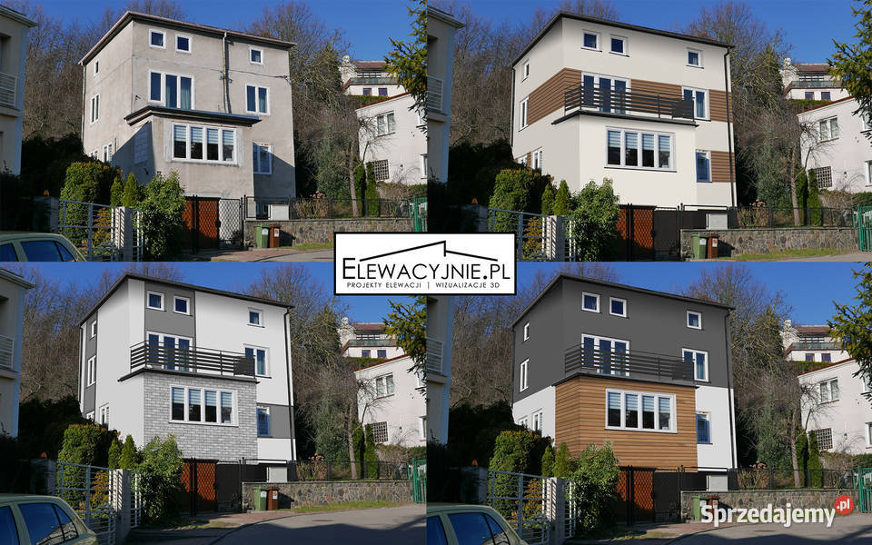Projekt elewacji domu na zdjęciach wizki 3d zachodniopomorskie Szczecin