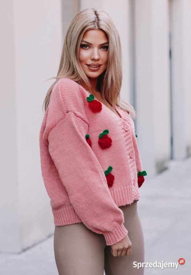 Krótki Kardigan Z Kwiatkami Blossom Różowy Inny wzór Nowy Kawęczyn sprzedam