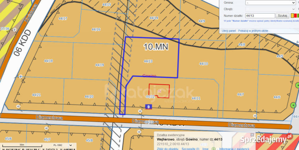 Działka Gowino Diamentowa 1411m2 30m pomorskie