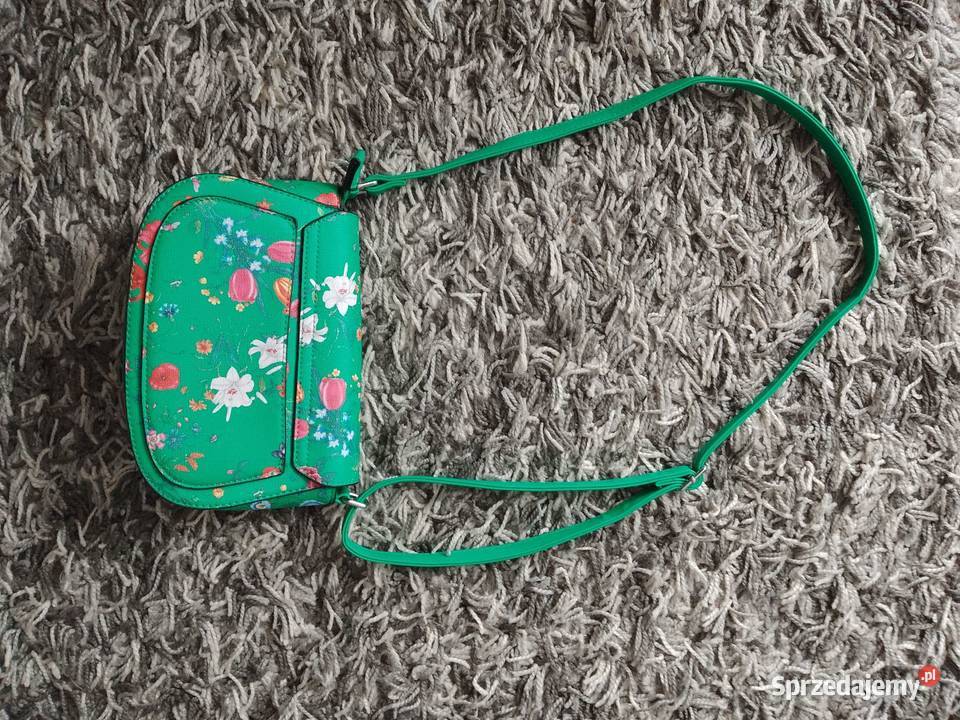Torebka listonoszka damska w kwiaty zielona Listonoszka  Moda i Styl Chrzanów