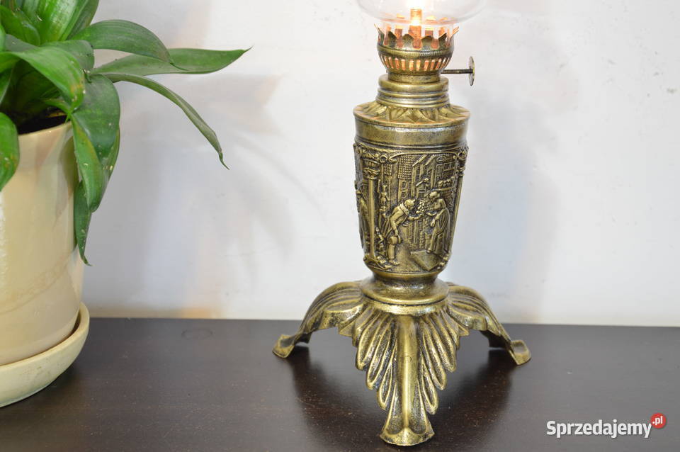śliczna cynowa LAMPA NAFTOWA b stara Jastrzębie-Zdrój