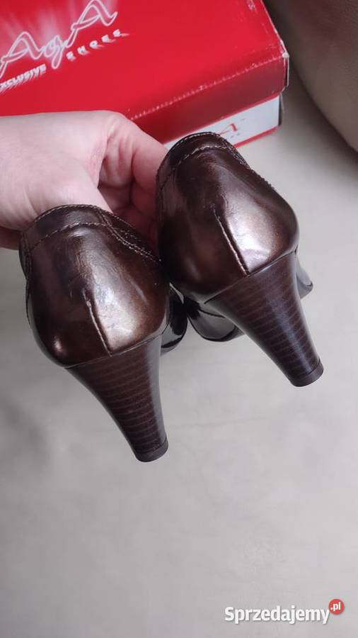 Skórzane brązowe półbuty czółenka damskie 36 AgA Olkusz sprzedam