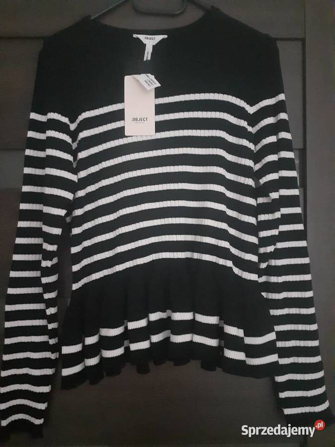 sweter biało czarny z falbanką L czarny Swetry i golfy pomorskie Gdańsk