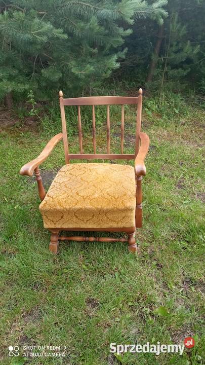 Fotel stary PRL UNIKAT zdobiony drewniany OKAZJA świętokrzyskie