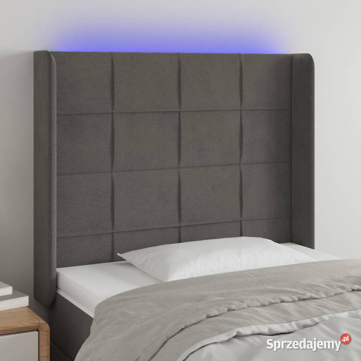 Zagłówek do łóżka z LED ciemnoszary 83x16x118128 Łóżka i materace mazowieckie Warszawa