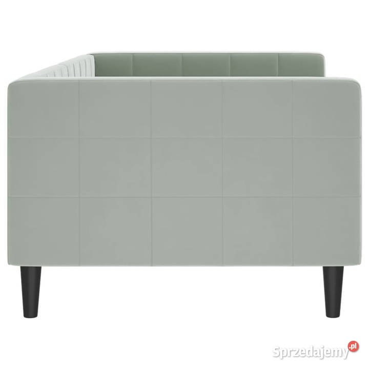 Sofa z funkcją spania jasnoszara obita aksamitem Warszawa