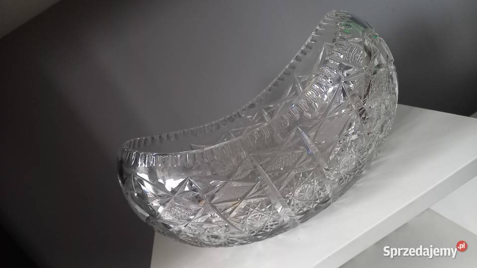 Kryształ duży łódka misa gondola prl vintage Tychy