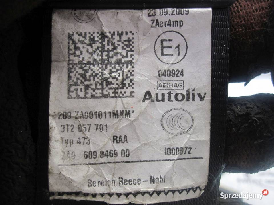 SKODA SUPERB II 10r pas bezpieczeństwa lewy