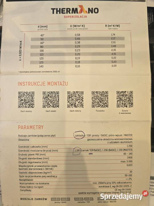 Płyty THERMANO o grubości 50mm Łódź