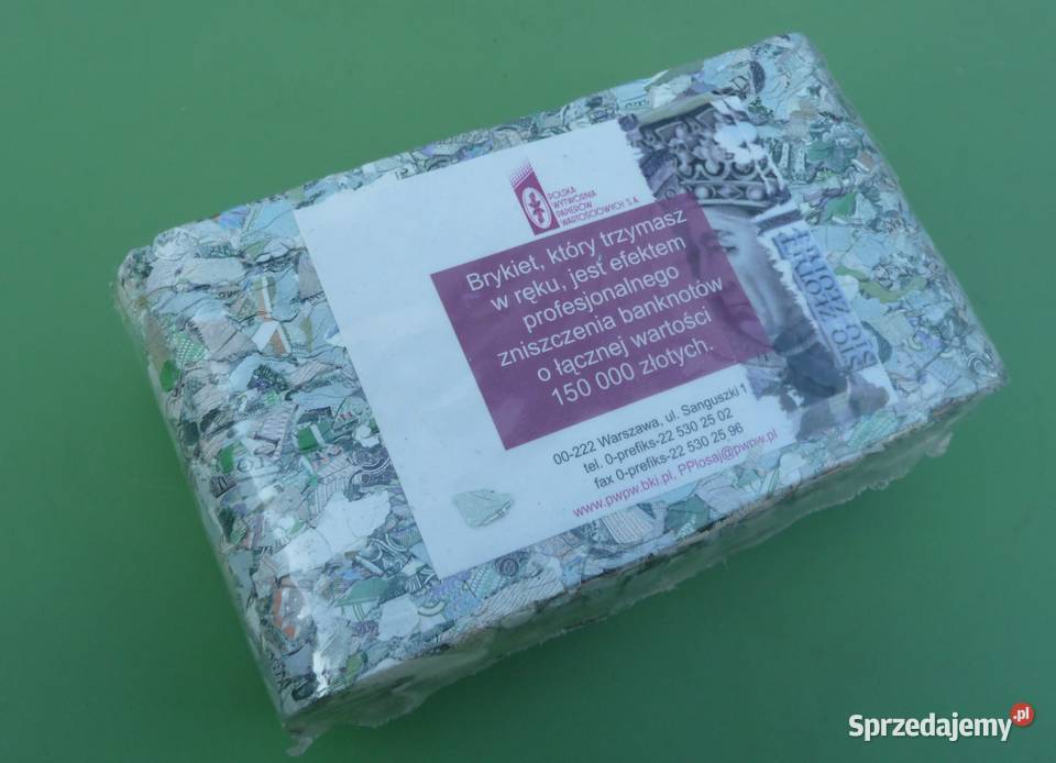 Brykiet z banknotów 100 zniszczone 150000 Tarnów