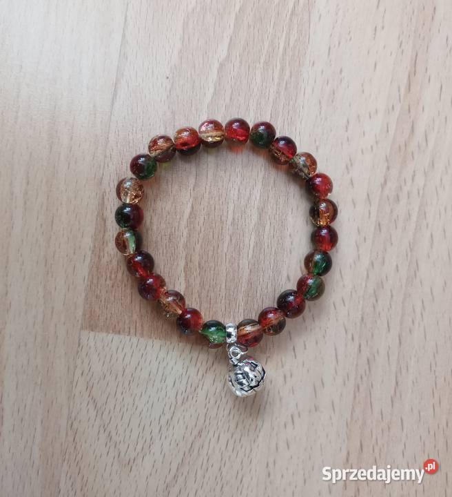 Bransoletka ze szklanych koralików z zawieszką śląskie Sosnowiec