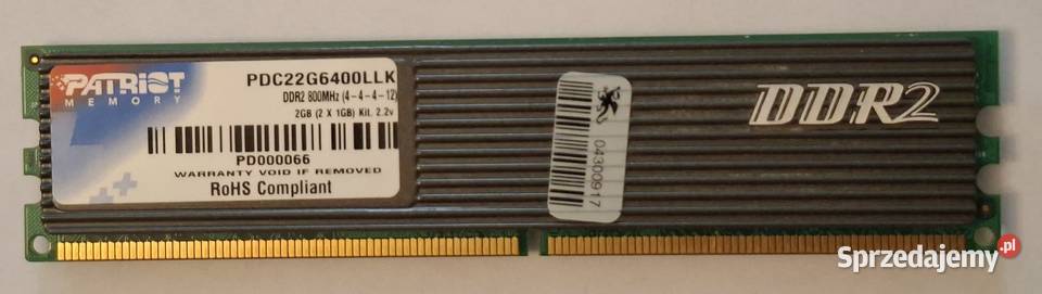 Pamięć Patriot PDC22G6400LLK 2GB DDR2 800MHz