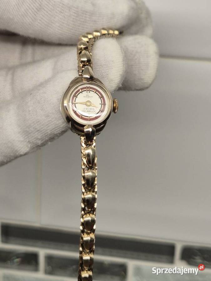 Piękny biżuteryjny zegarek vintageBischoff Au20 Antyki, Sztuka, Kolekcje Chorzów