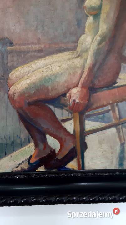 Jerzy Fedkowicz AKT siedzący kobiety olej 87x114 opolskie