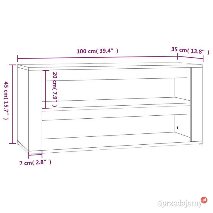 Półka na buty przydymiony dąb 100x35x45 WM816909 Szafki Warszawa
