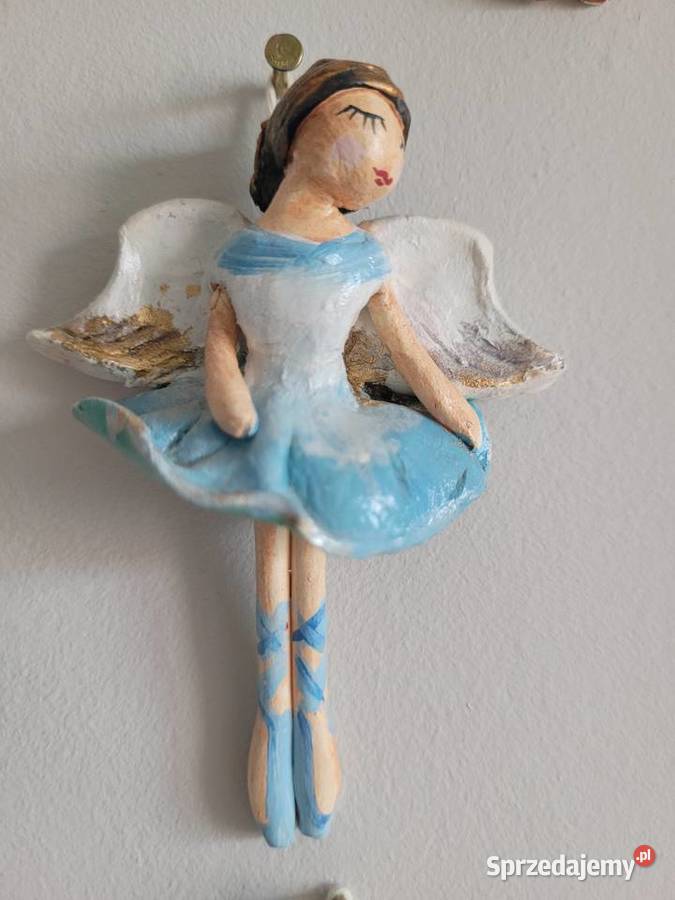 3 Aniołki piękne małe figurki w błękitach Poznań
