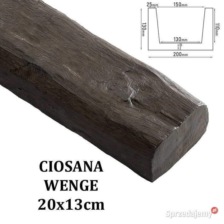 Belka Rustykalna Ciosana 20x13 WENGE Gdów