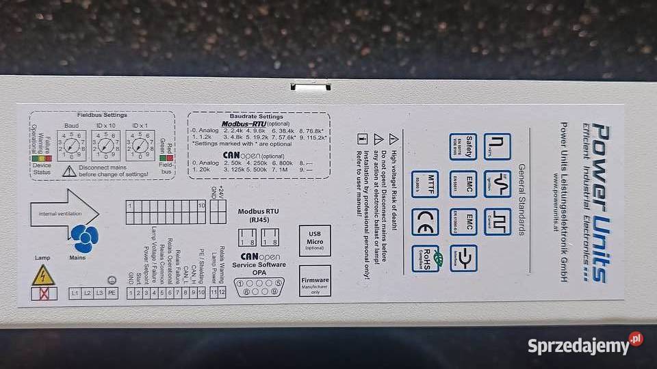 Elektroniczny zasilacz lamp UV 9kW EBU20900450 Nowy Dwór Mazowiecki