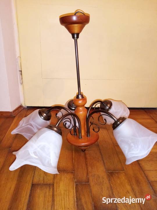 Żyrandol lampa sufitowa z pięcioma kloszami biały Wyposażenie wnętrz Wola Radziszowska