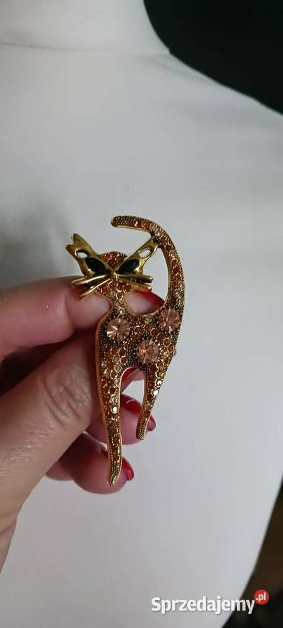 Broszka kot brąz Ostrowąs