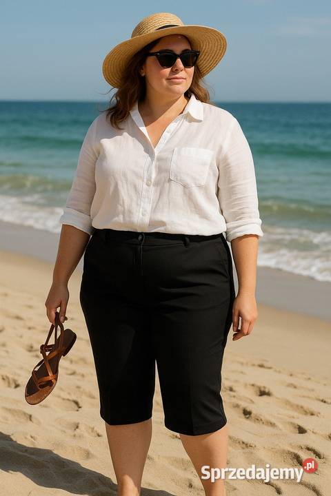 SPODNIE rybaczki DUNAKESZI cygaretki size42 pas czarny