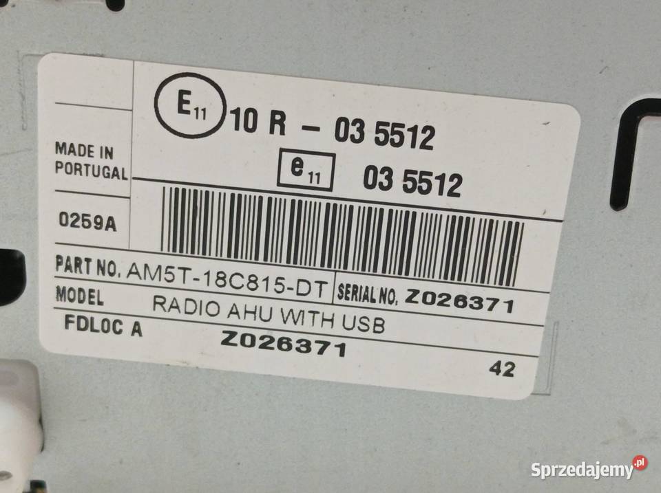 RADIO FABRYCZNE EUROPA LIFT FL AM5T18C815DT Ford Rok produkcji 2016 świętokrzyskie sprzedam