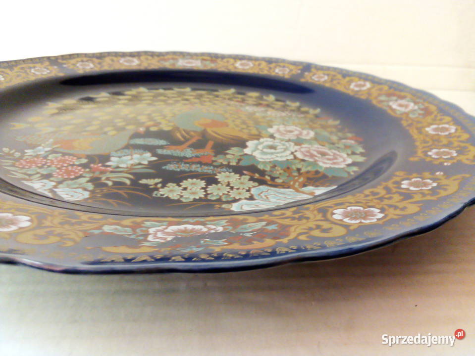 ogromna patera z pawiem vintage Maroko ceramika Częstochowa