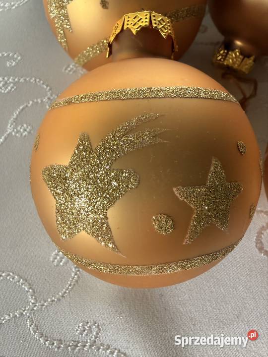 Bombki Szklane Choinkowe Złote z Gwiazdkami 80mm śląskie Czerwionka-Leszczyny sprzedam