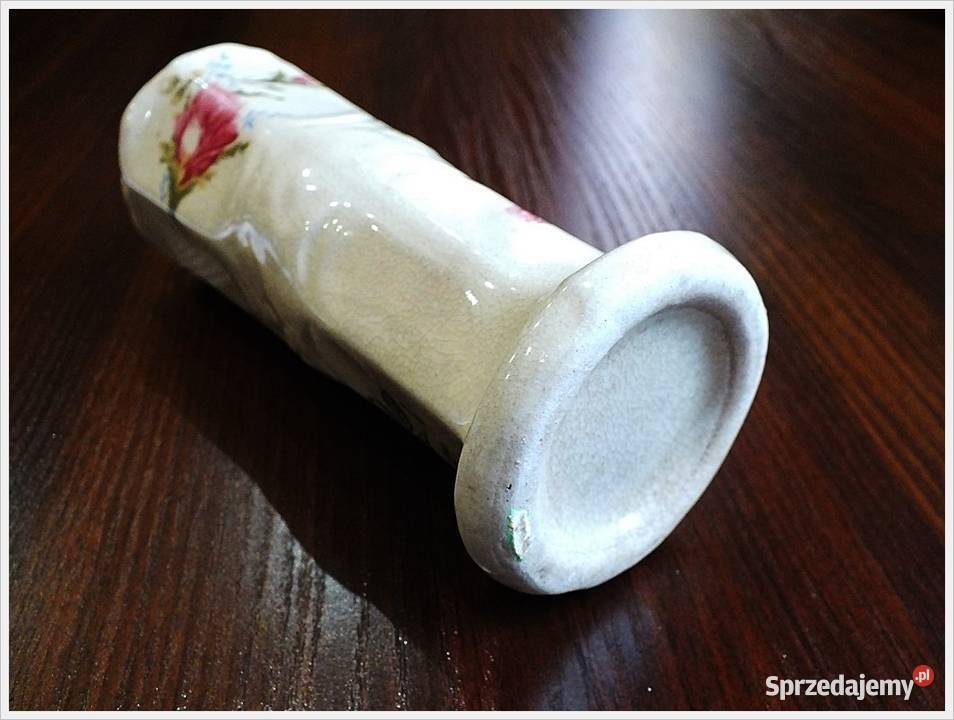 Stary wazon wazonik ceramiczny malowane kwiaty Żary